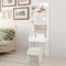 White Vanity Table with Flip Mirror, 3-in-1 Desk, Bookshelf, and Stool
